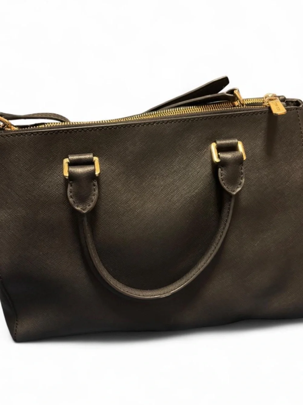 Michael Kors Black Saffiano Satchel with Gold Hardware